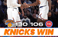 NBA常规赛-贝26分7板 博格达18分4板 活塞106-130惨败尼克斯